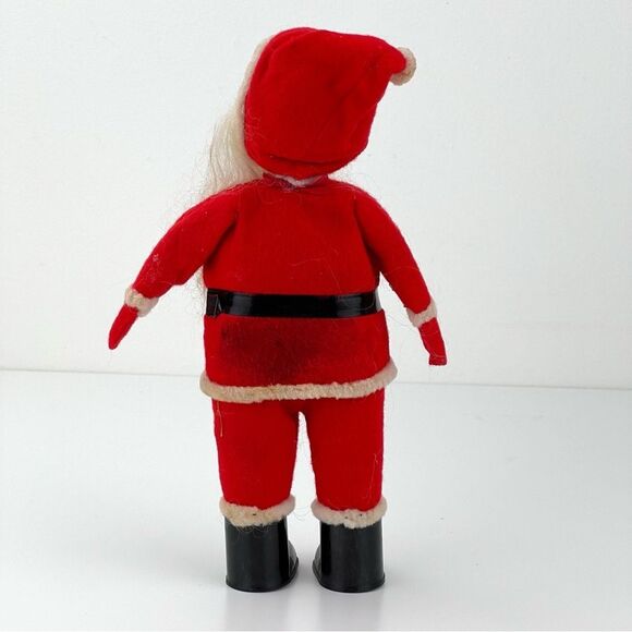 Vintage Mid Century  1950s Santa Claus Rubber Face Felt Suit  9” - Picture 4 of 9